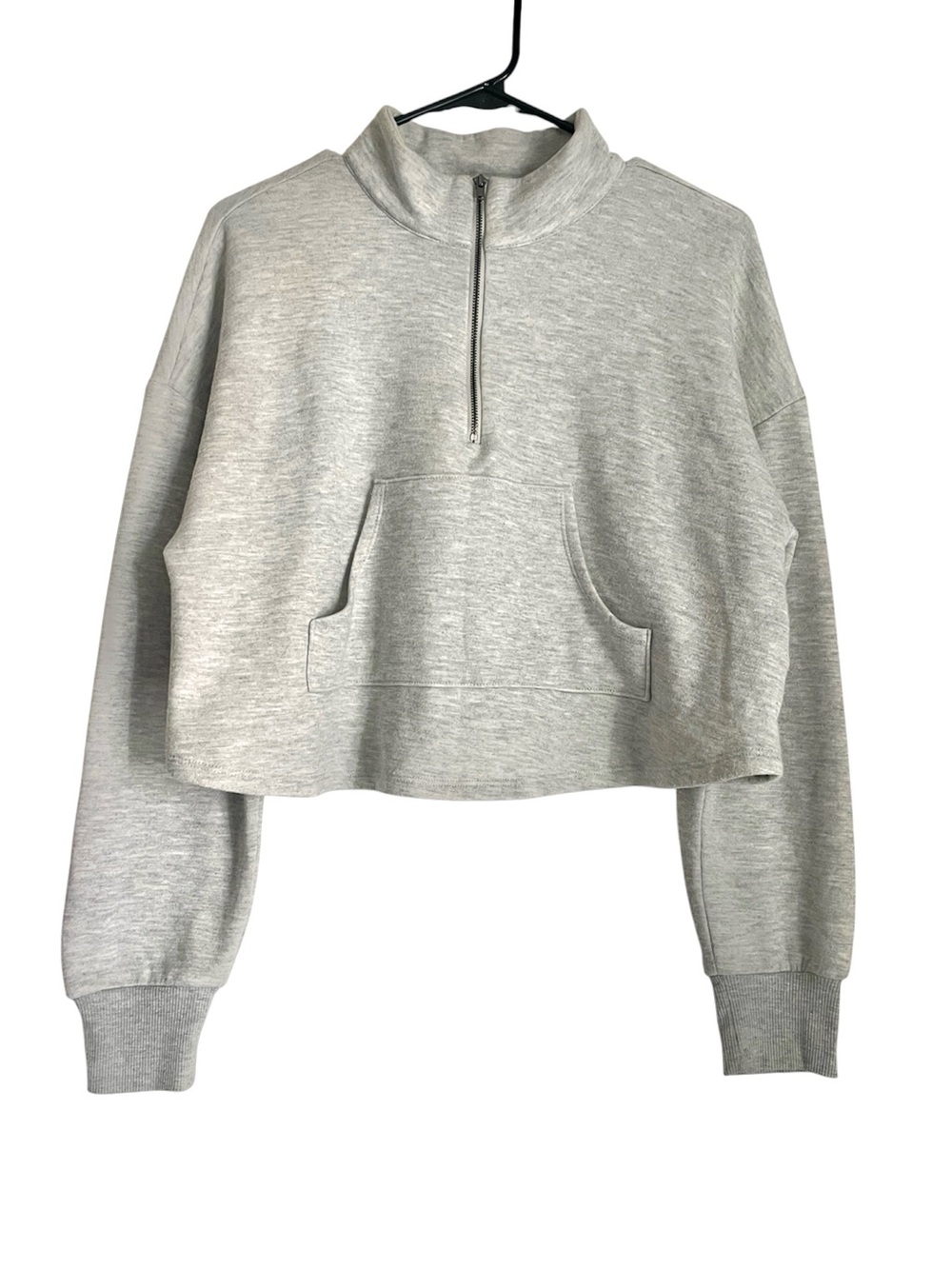 Bp. Cropped Quarter Zip Fleece Detail Sweatshirt